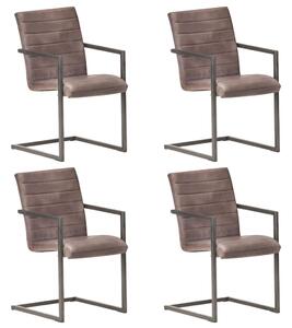 VidaXL Konzolne blagovaonske stolice od prave kože 4 kom smeđe