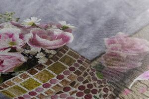 Slika cvjetovi karanfila u mozaik loncu