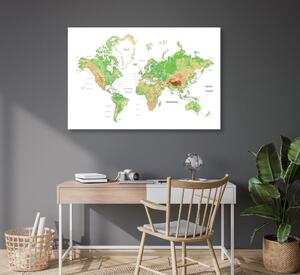 Slika na plutu klasičan zemljovid svijeta s bijelom pozadinom