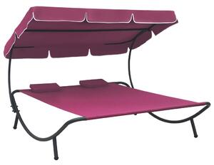 VidaXL Vrtni ležaj s nadstrešnicom i jastucima ružičasti