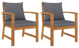 VidaXL Vrtne stolice s tamnosivim jastucima 2 kom od bagremovog drva