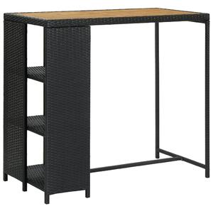 VidaXL Barski stol sa stalkom za pohranu crni 120x60x110 cm poliratan