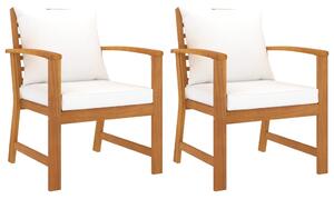 VidaXL Vrtne stolice s krem jastucima 2 kom masivno bagremovo drvo
