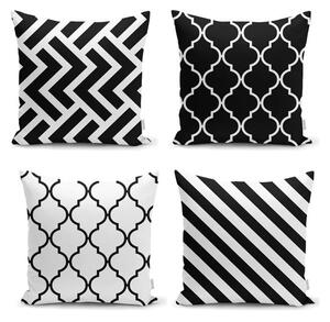 Set s 4 jastučnice Minimalist Cushion Covers BW Graphic Patterns, 45 x 45 cm