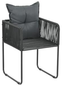 VidaXL Vrtne stolice s jastucima 6 kom od poliratana crne