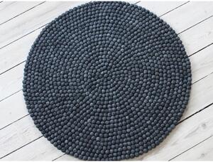 Antracit tepih od vunenih pompona Wooldot Ball Rugs, ⌀ 90 cm
