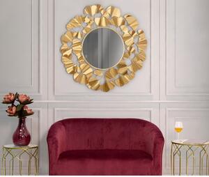 Zidno ogledalo u zlatnoj boji Mauro Ferretti Leaf Gold, ø 81 cm
