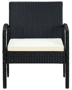 VidaXL Vrtna stolica od poliratana s jastukom crna