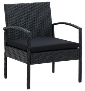 VidaXL Vrtna stolica od poliratana s jastukom crna