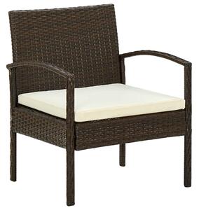 VidaXL Vrtna stolica od poliratana s jastukom smeđa