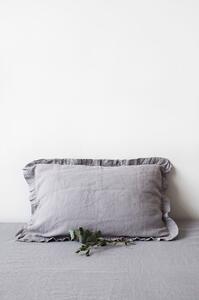 Svjetlosiva lanena jastučnica s naboranim rubom Linen Tales, 50 x 60 cm