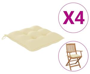 VidaXL Jastuci za stolice 4 kom krem bijeli 40 x 40 x 7 cm od tkanine