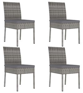VidaXL Vrtne blagovaonske stolice od poliratana 4 kom sive