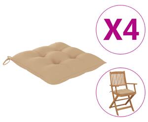 VidaXL Jastuci za stolice 4 kom bež 40 x 40 x 7 cm od tkanine