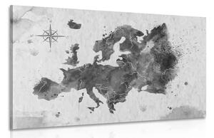Slika retro zemljovid Europe u crno-bijelom dizajnu