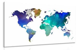 Slika zemljovid svijeta u boji u akvarelnom dizajnu