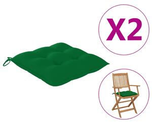 VidaXL Jastuci za stolice 2 kom zeleni 40 x 40 x 7 cm od tkanine