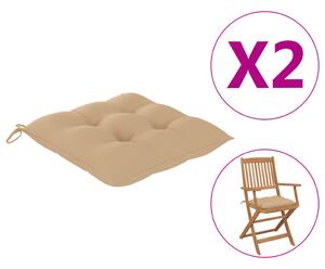 VidaXL Jastuci za stolice 2 kom bež 40 x 40 x 7 cm od tkanine