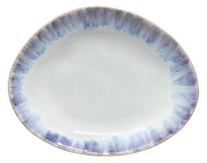 Bijelo-plavi ovalni tanjur od kamenine Costa Nova Brisa, ⌀ 20 cm