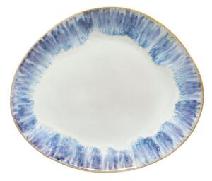 Bijelo-plavi ovalni tanjur od kamenine Costa Nova Brisa, ⌀ 27 cm