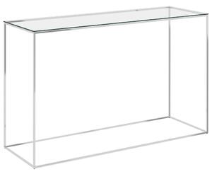 VidaXL Bočni stolić srebrni 120 x 40 x 78 cm nehrđajući čelik i staklo