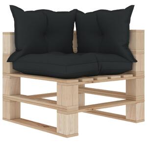 VidaXL Kutna vrtna sofa od paleta s antracit jastucima drvena