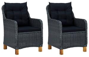 VidaXL Vrtne stolice s jastucima 2 kom od poliratana tamnosive