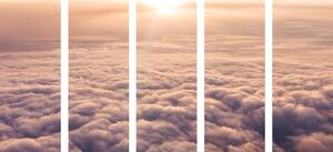 5-dijelna slika zalazak sunca s prozora zrakoplova
