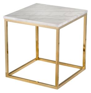 Bijeli mramorni stol sa zlatnim podnožjem RGE Accent, 50 x 50 cm