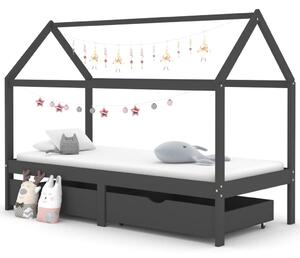 Okvir za dječji krevet s ladicama tamnosivi 90x200 cm borovina