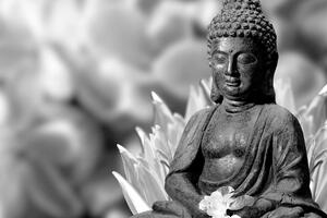 Slika mirni Buddha u crno-bijelom dizajnu