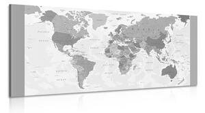 Slika detaljni zemljovid svijeta u crno-bijelom dizajnu