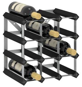 VidaXL Stalak za vino za 12 boca crni od masivne borovine