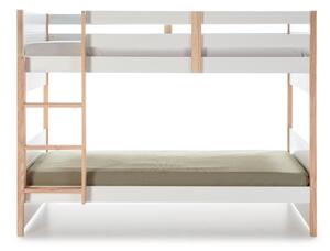 Bijeli dječji krevet na kat od borovine 90x190 cm Kiara - Marckeric