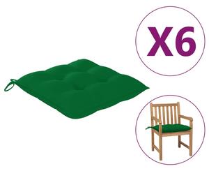 VidaXL Jastuci za stolice 6 kom zeleni 50 x 50 x 7 cm od tkanine