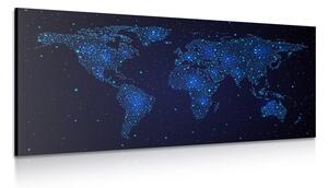 Slika zemljovid svijeta s noćnim nebom