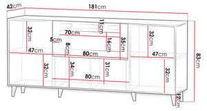 Komoda Saphina (crna + zlatna)