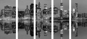 5-dijelna slika grad Manhattana u crno-bijelom dizajnu