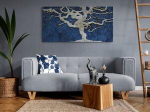 Slika apstraktno stablo na drvu s plavim kontrastom