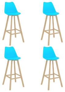 VidaXL Barski stolci 4 kom plavi PP i masivna bukovina