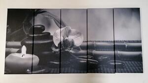 5-dijelna slika Feng Shui mrtva priroda u crno-bijelom dizajnu