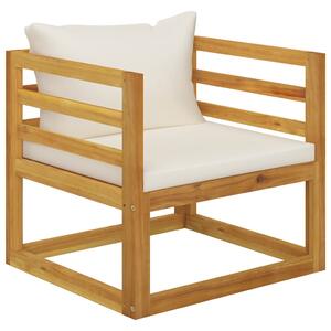 VidaXL Vrtna stolica od masivnog bagremovog drva s krem jastucima