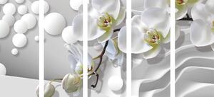 5-dijelna slika orhideja na apstraktnom pozadini