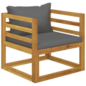 VidaXL Vrtna stolica od masivnog drva bagrema s tamnosivim jastucima