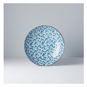 Plavo-bijeli keramički duboki tanjur MIJ Daisy, 600 ml