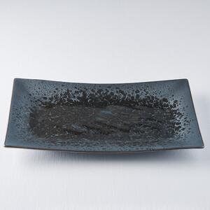 Crno-sivi keramički tanjur za serviranje MIJ Pearl, 33 x 19 cm