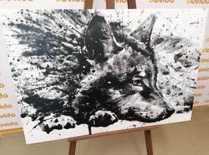 Slika vuk u akvarelnom dizajnu u crno-bijeloj boji