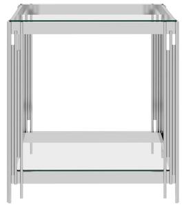 VidaXL Stolić za kavu srebrni 55x55x55 cm nehrđajući čelik i staklo