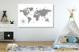 Slika decentni zemljovid svijeta u sivom dizajnu