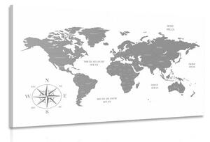 Slika decentni zemljovid svijeta u sivom dizajnu